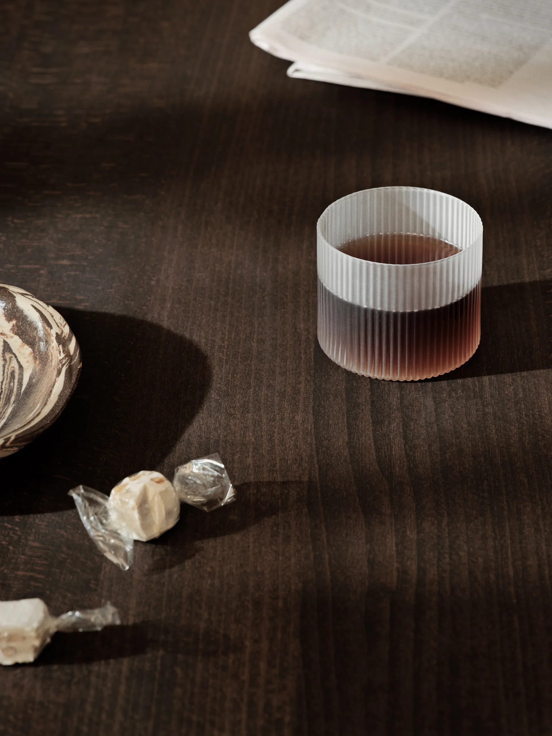 Ripple glass lavt 4-pakning, Frosted Ferm Living