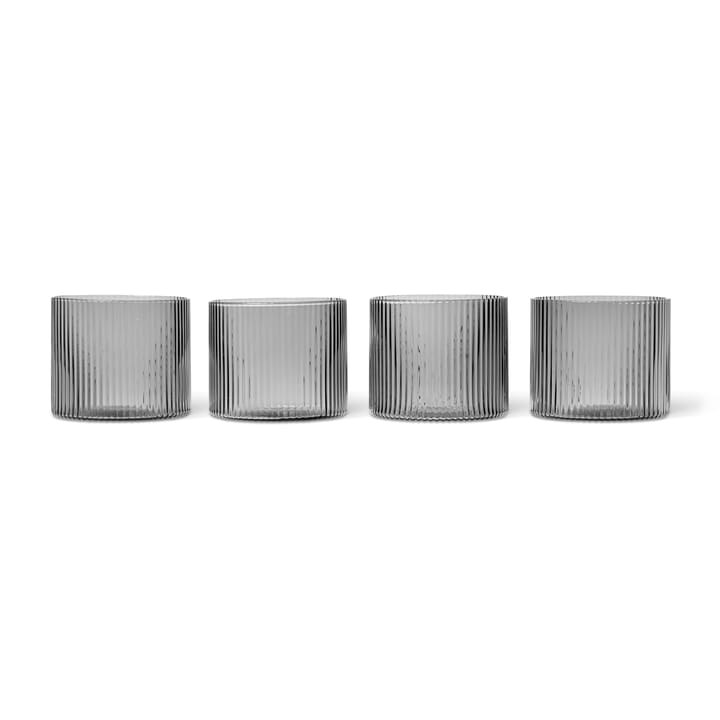 Ripple glass lavt 4-pakning - Smoked Grey - Ferm Living