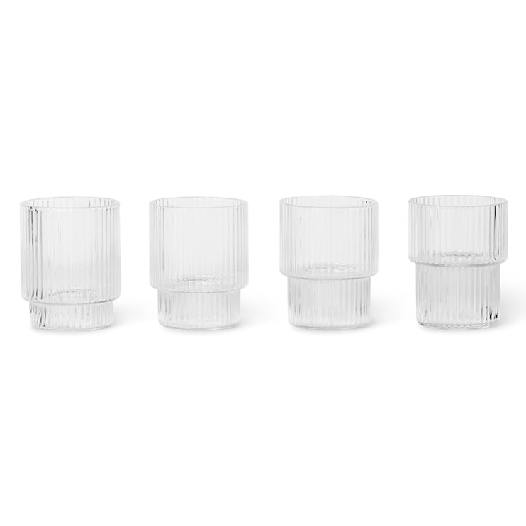 Ferm Living, Ripple Små glass 4-pakning - Clear
