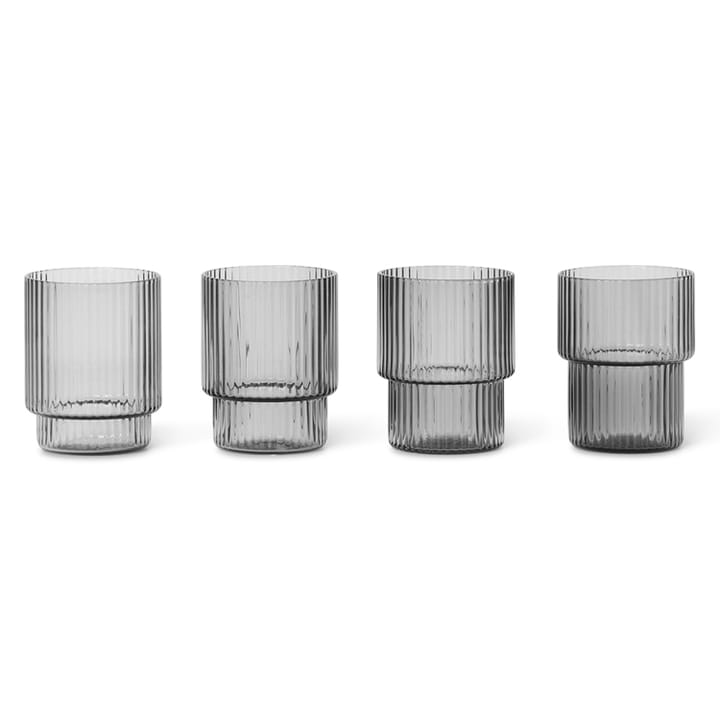 Ripple glass small 6 cl 4-pakning - Smoked grey - Ferm Living
