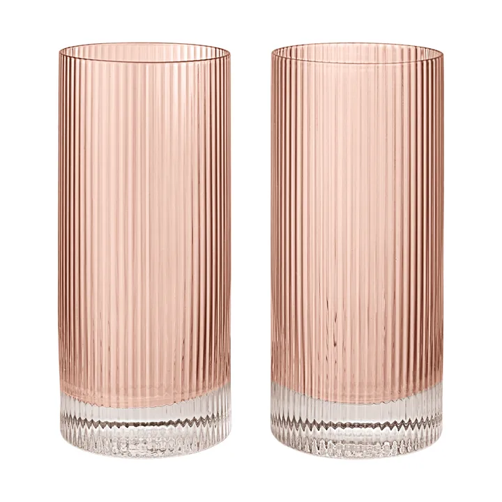 Ripple Highball glass 48 cl 2‑pakning - Blush - Ferm Living