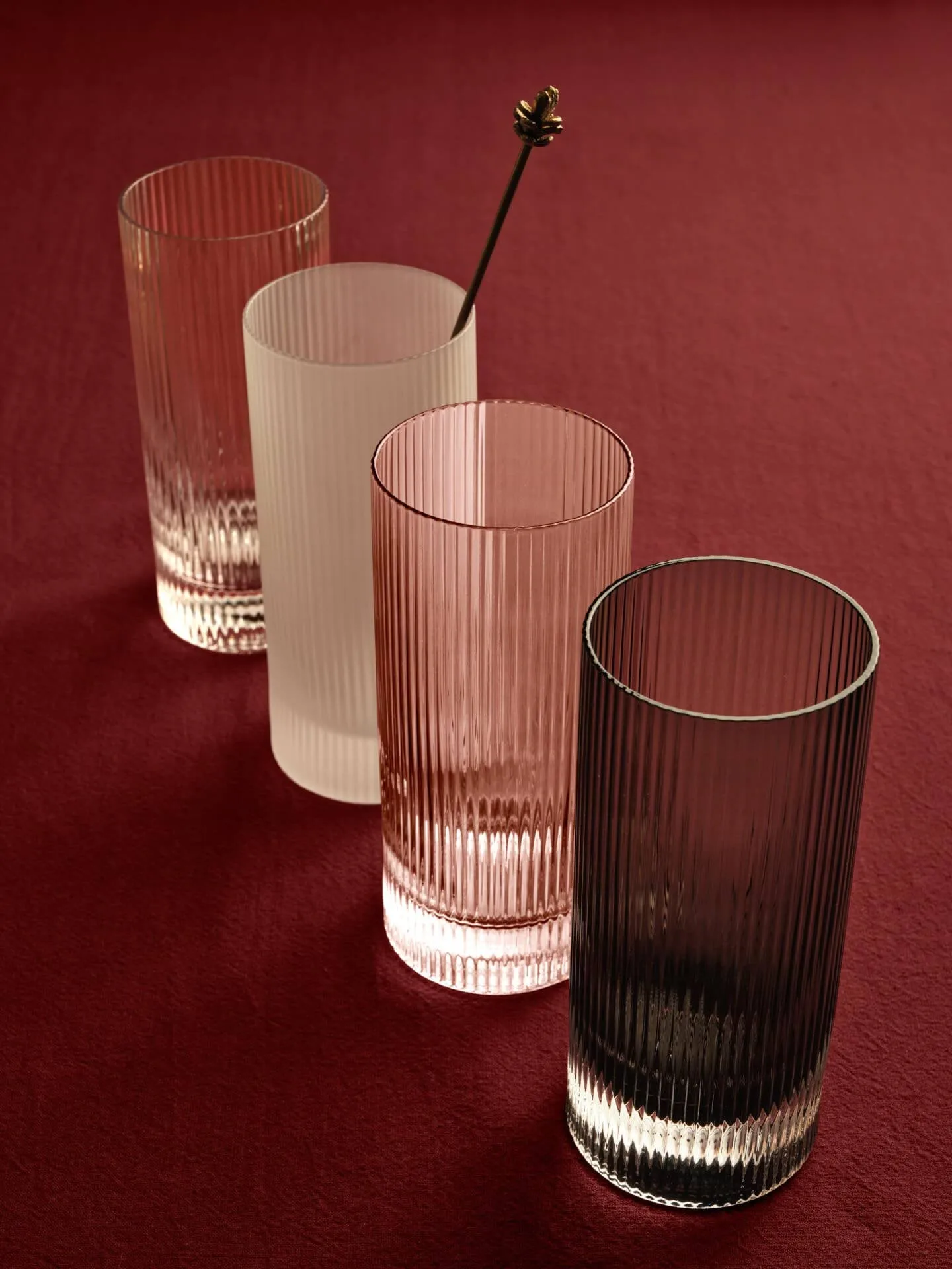 Ripple Highball glass 48 cl 2‑pakning, Clear Ferm Living