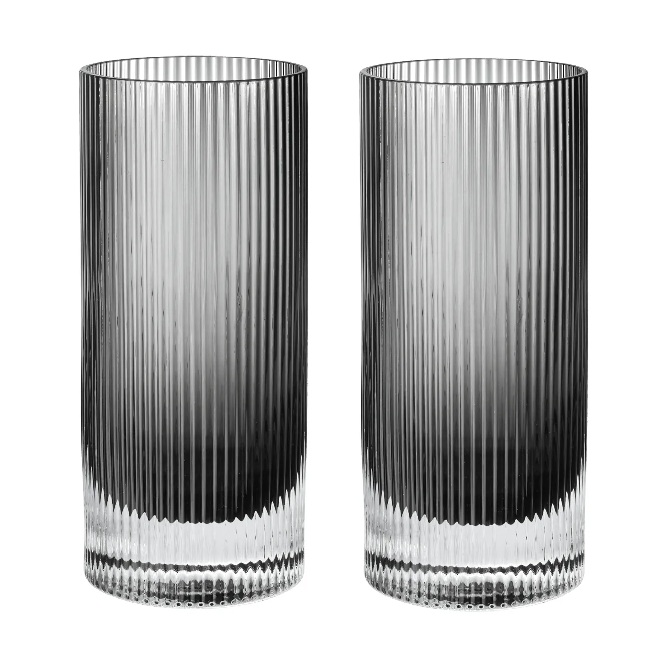 Ripple Highball glass 48 cl 2‑pakning, Smoked grey Ferm Living