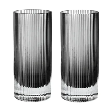 Ripple Highball glass 48 cl 2‑pakning - Smoked grey - Ferm Living