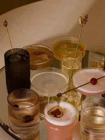 Ripple Highball glass 48 cl 2‑pakning - Smoked grey - Ferm Living