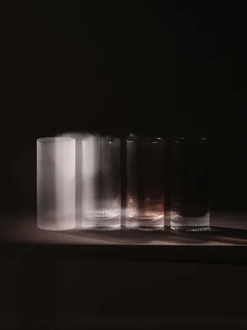 Ripple Highball glass 48 cl 2‑pakning - Smoked grey - Ferm Living