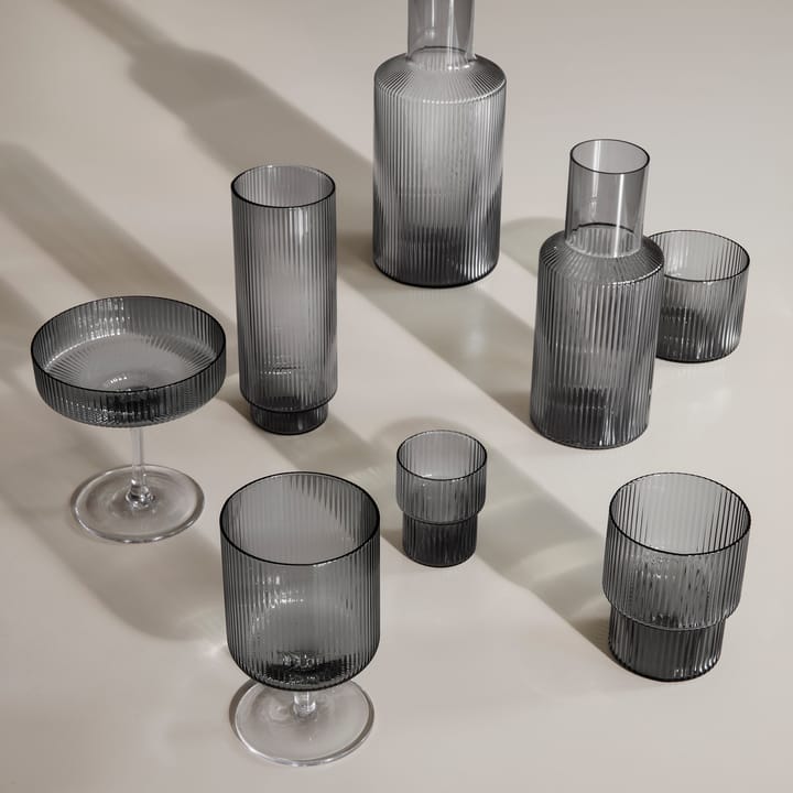 Ripple long drink glass 4-pakk - Smoked grey - ferm LIVING