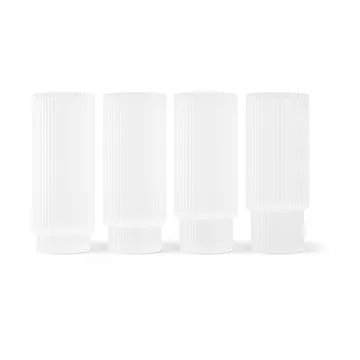 Ripple long drink glass 4-pakning - Frosted - Ferm Living