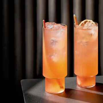 Ripple long drink glass 4-pakning - klar - Ferm Living