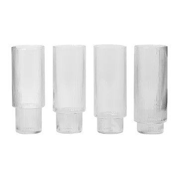 Ripple long drink glass 4-pakning - klar - Ferm Living
