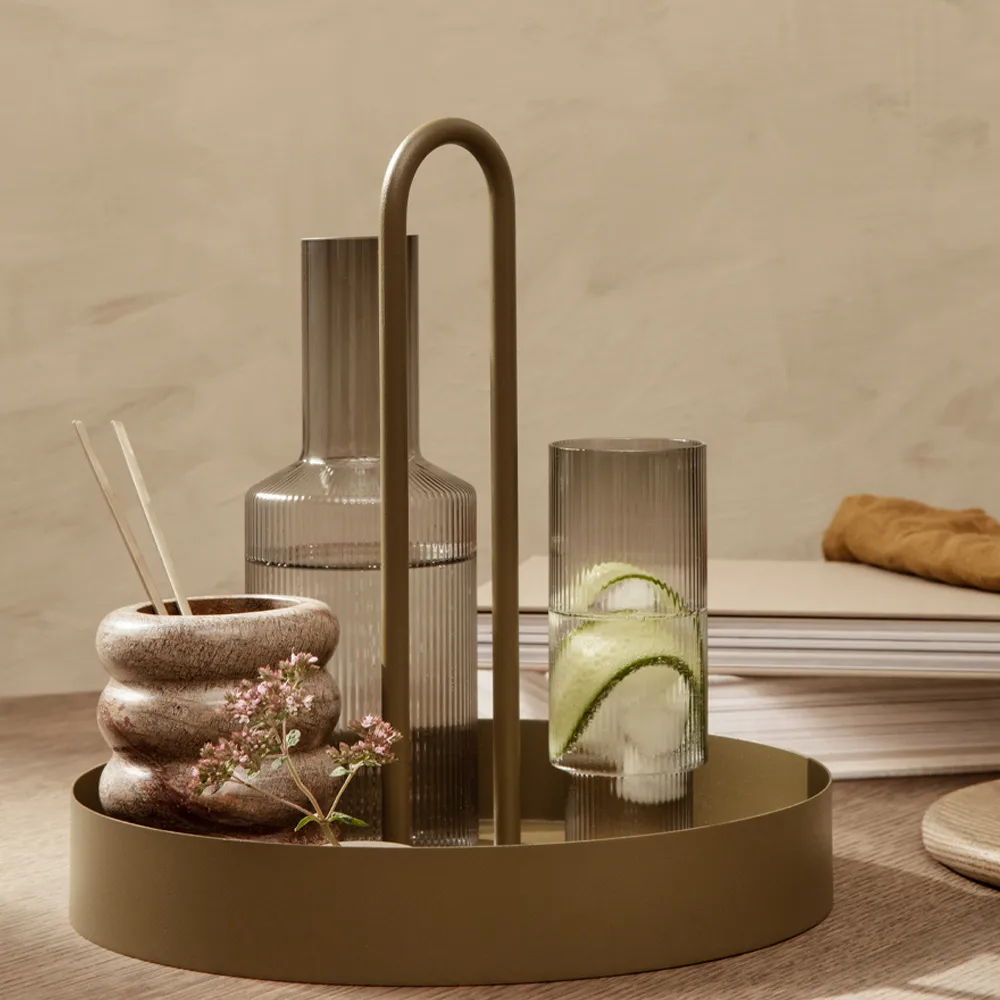 Ripple long drink glass 4-pakning, Smoked grey Ferm Living