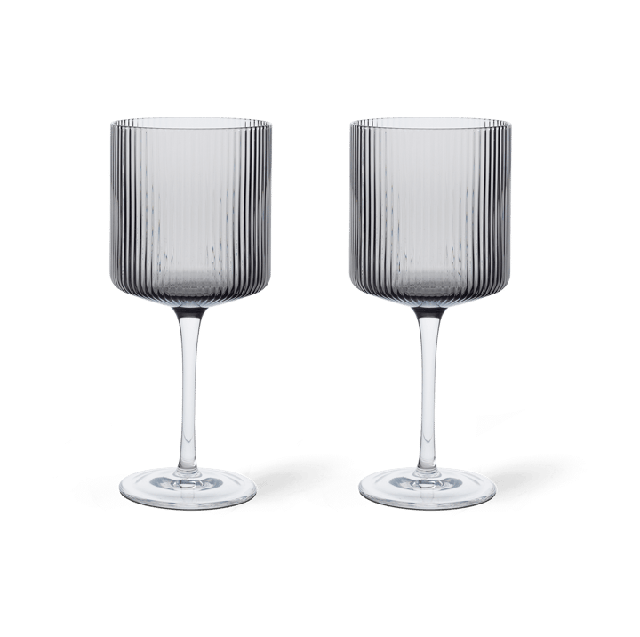 Ripple rødvinsglass 32,5 cl 2-pakning - Smoked grey - Ferm Living