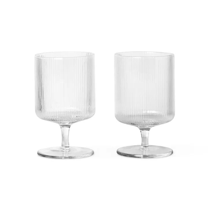 Ripple vinglass 2-pakning - Klar - Ferm Living