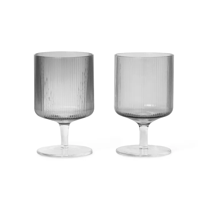 Ripple vinglass 2-pakning - Smoked grey - Ferm Living