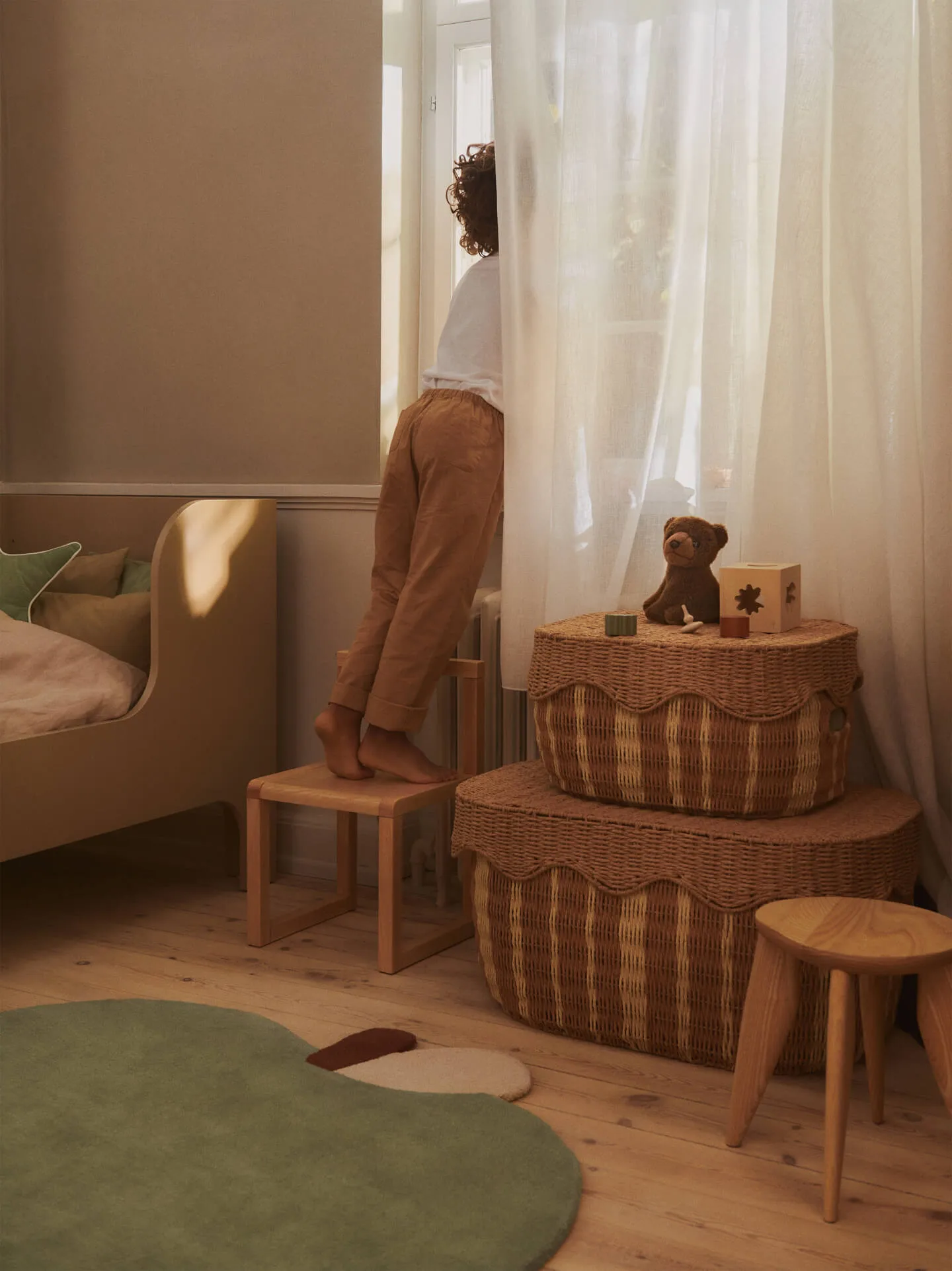 Rivan oppbevaringskurv 2 deler, Natural-off-white Ferm Living