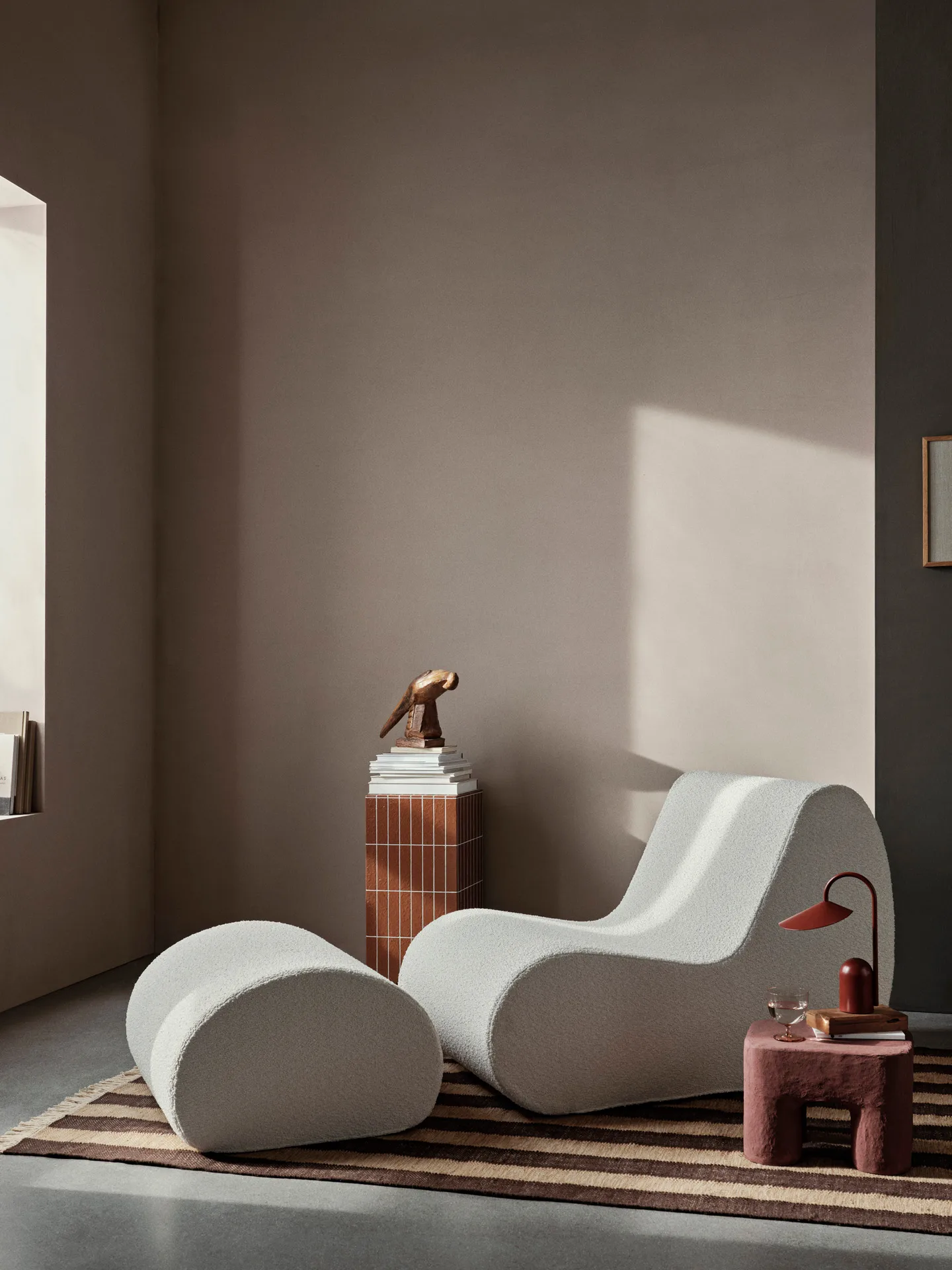 Rouli pouf pure bouclé sittepuff, Off-white Ferm Living