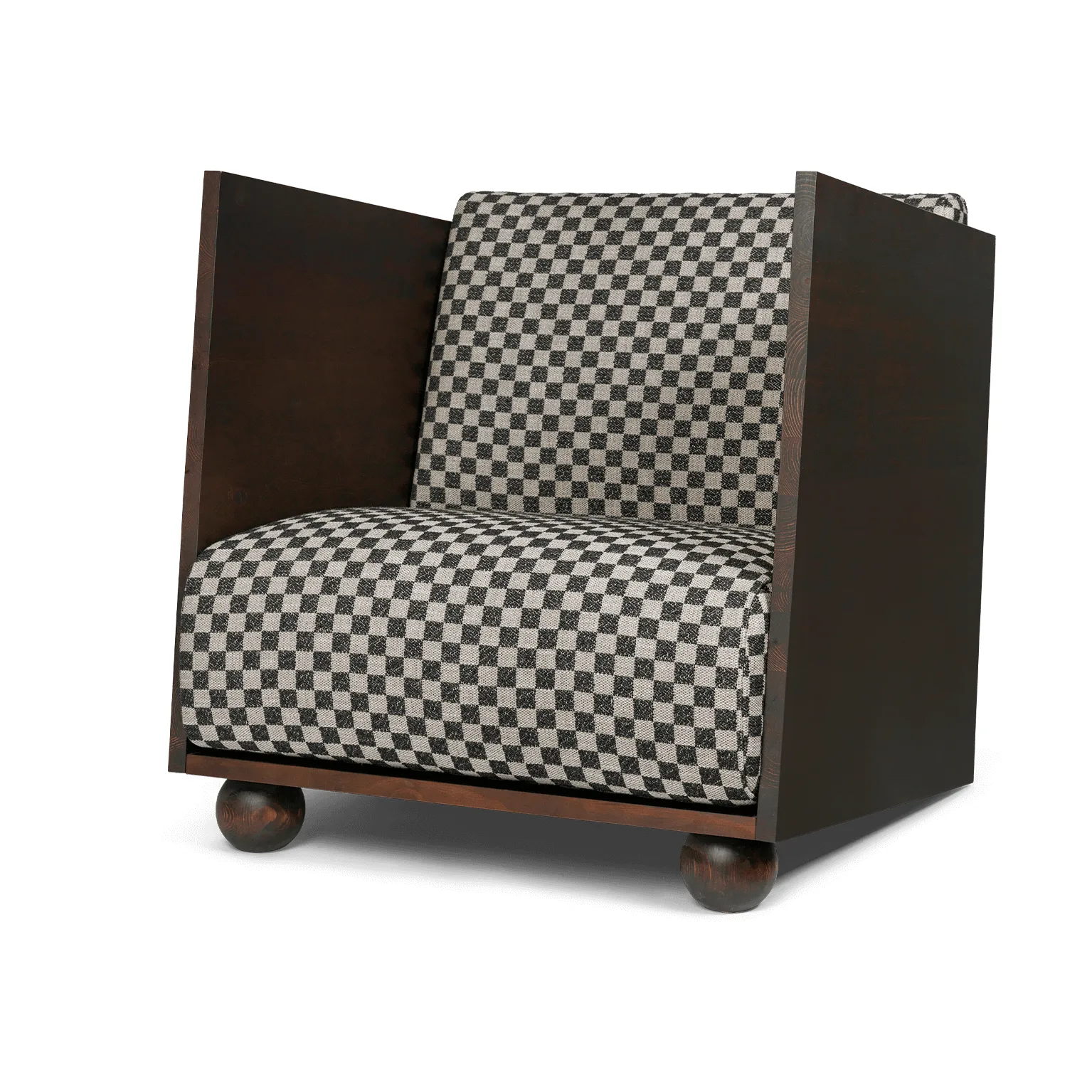 Rum Lounge Chair Check, Dark Stained-Sand-Black Ferm Living