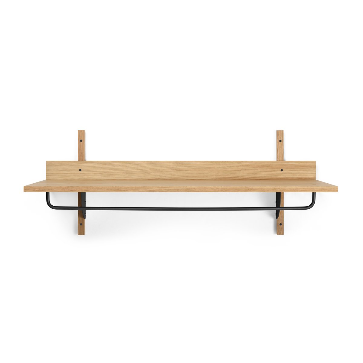Ferm Living Sector hylle med stang 37 x 87 cm Oak-black-brass