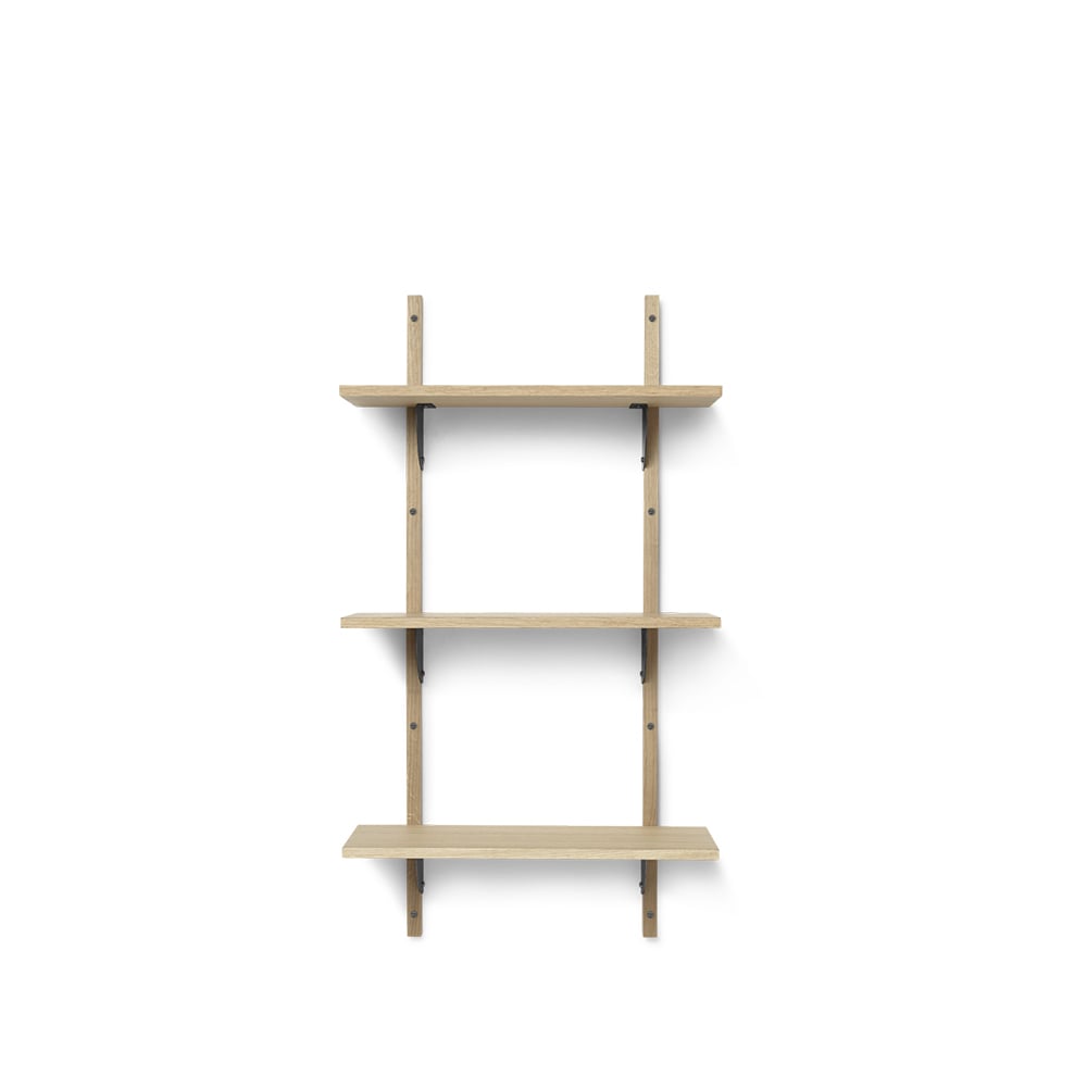 Ferm Living Sector hylle triple narrow natural oak, s/l, sort messing