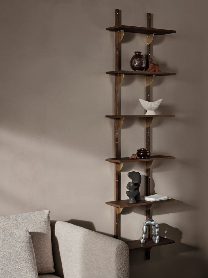 Sector hylle triple narrow, Smoked Oak, brass Ferm Living