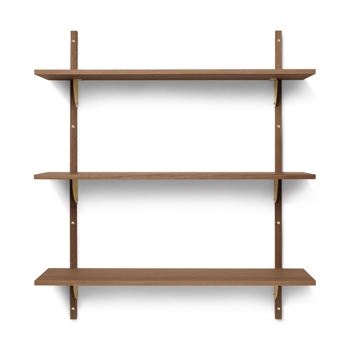 Ferm Living Sector hylle triple wide Smoked Oak, brass