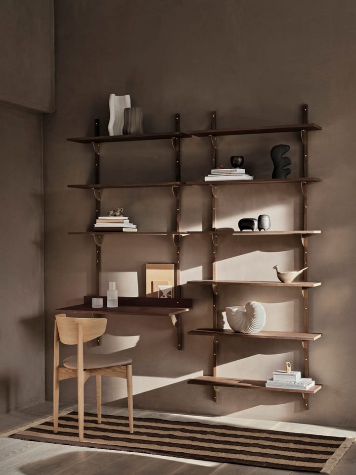 Sector hylle triple wide, Smoked Oak, brass Ferm Living