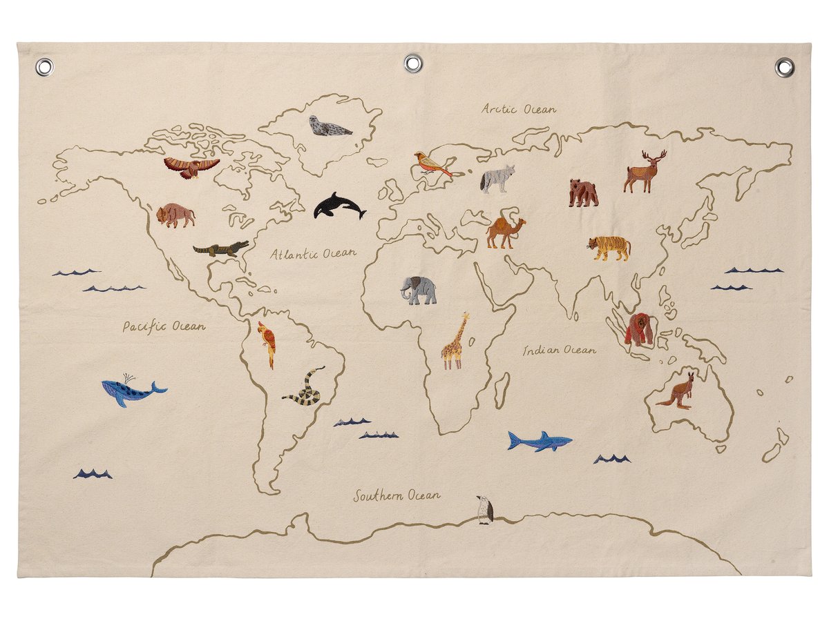 ferm LIVING - The World Textile Map Off-White