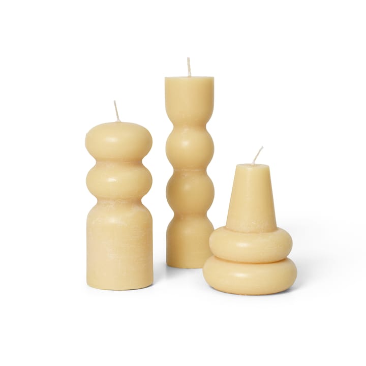 Torno lys 3-pakning Ø 4 cm, Pale Yellow Ferm Living