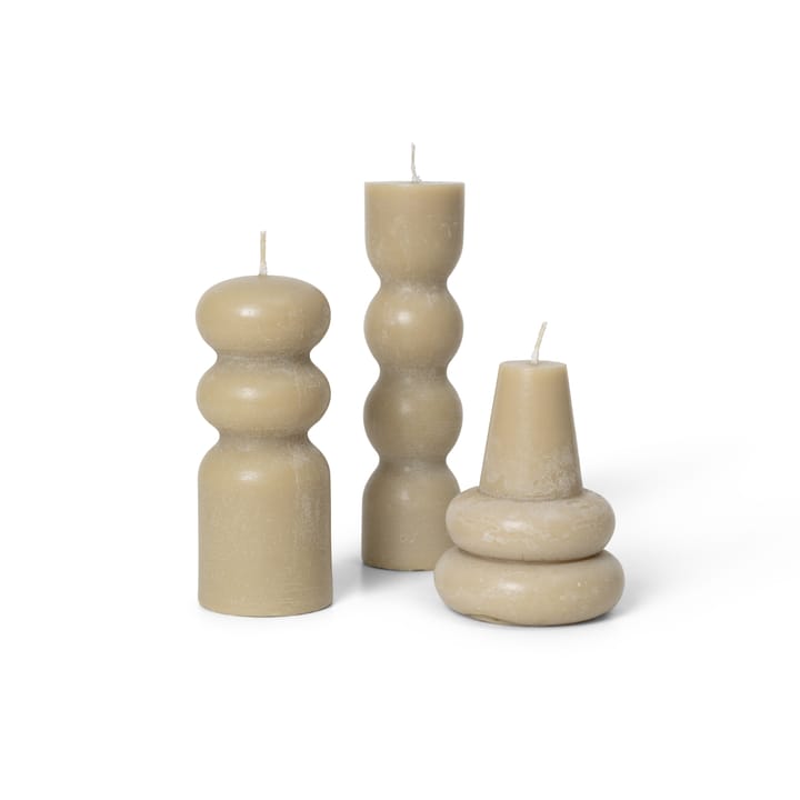 Torno lys 3-pakning Ø 4 cm, Sand Ferm Living