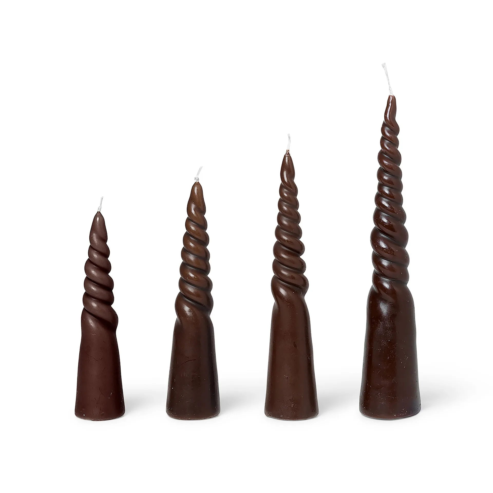 Twisted candles vridde lys 4-pakning, Brown Ferm Living