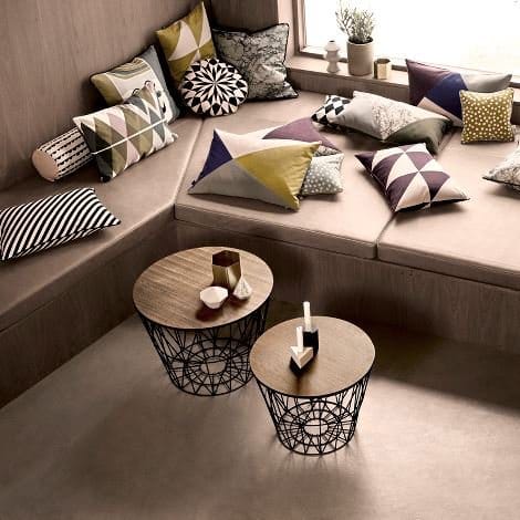 Wire kurv topplate smoked oak, small Ø 40 cm Ferm Living