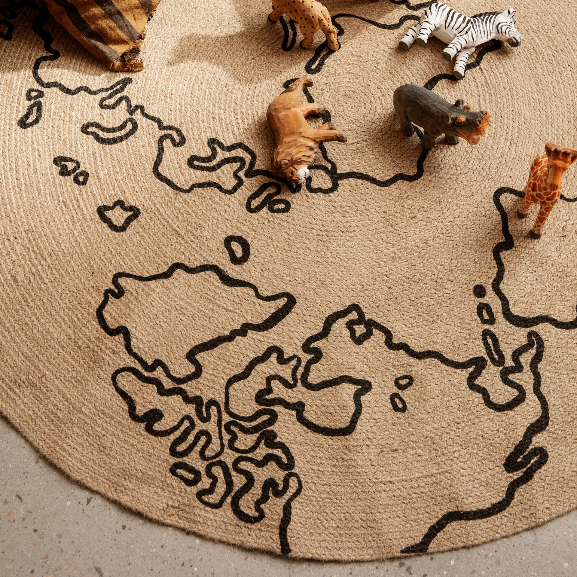 World juteteppe large Ø130 cm, Beige Ferm Living