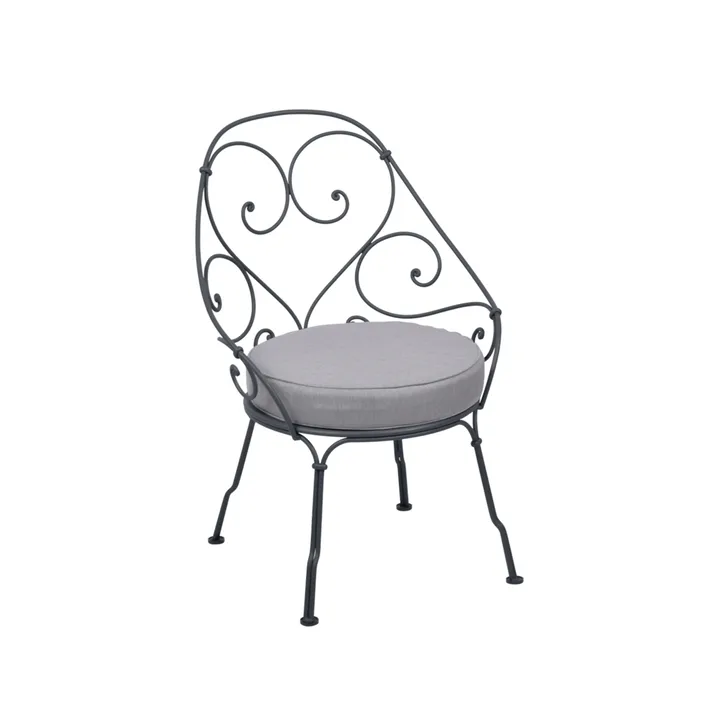 1900 Cabriolet stol med armlener - Anthracite, flannel grey pute - Fermob