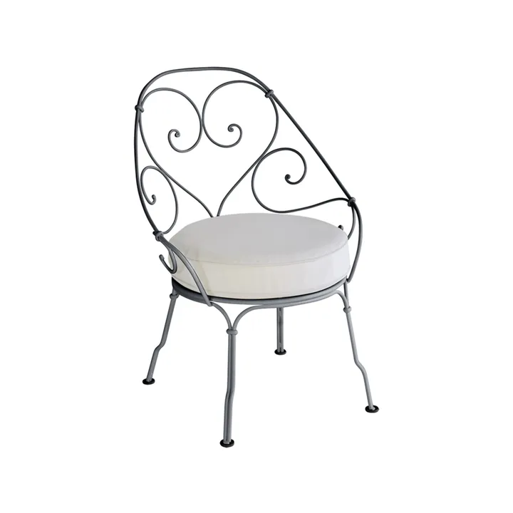 1900 Cabriolet stol med armlener - Anthracite, off-white pute - Fermob