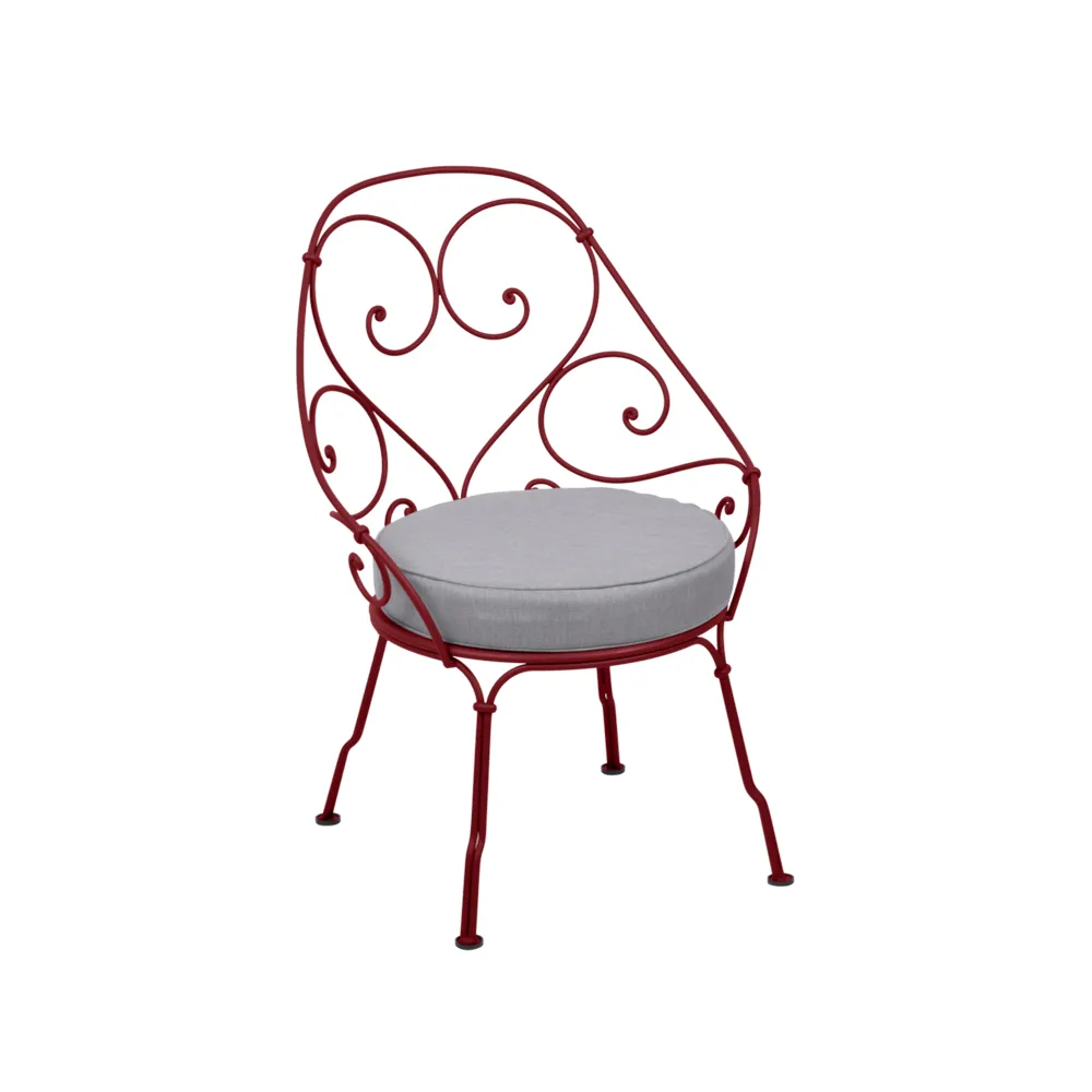 1900 Cabriolet stol med armlener, Chili, flannel grey pute Fermob