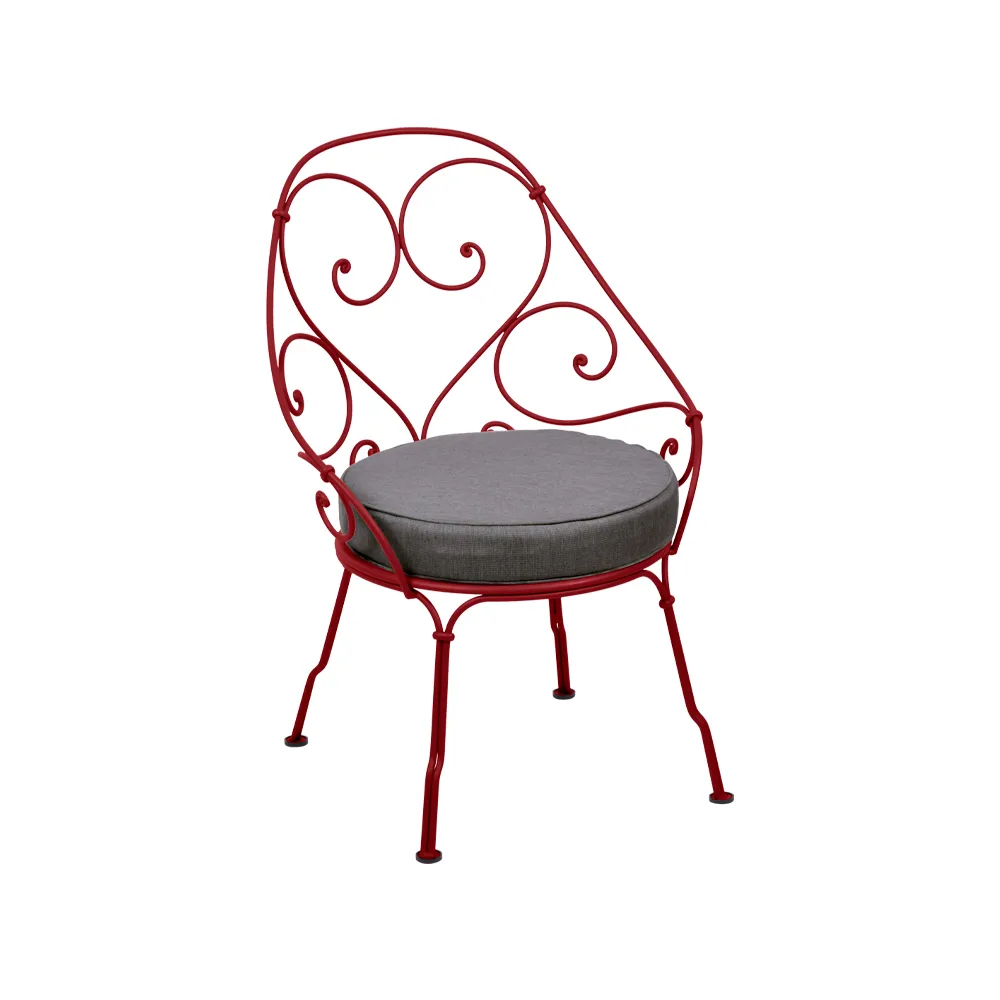 1900 Cabriolet stol med armlener, Chili, graphite grey pute Fermob