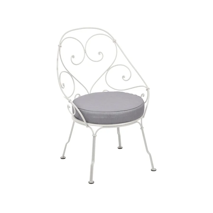 1900 Cabriolet stol med armlener - Clay grey, flannel grey pute - Fermob