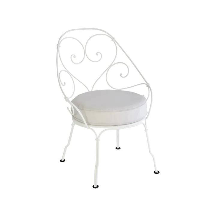 1900 Cabriolet stol med armlener - Cotton white (hvit), off-white pute - Fermob