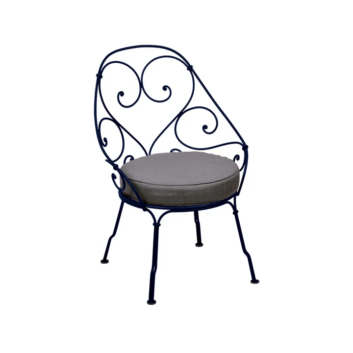 1900 Cabriolet stol med armlener - Deep blue, graphite grey pute - Fermob