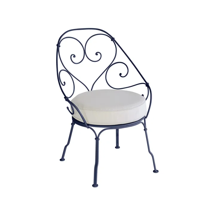 1900 Cabriolet stol med armlener - Deep blue, off-white pute - Fermob