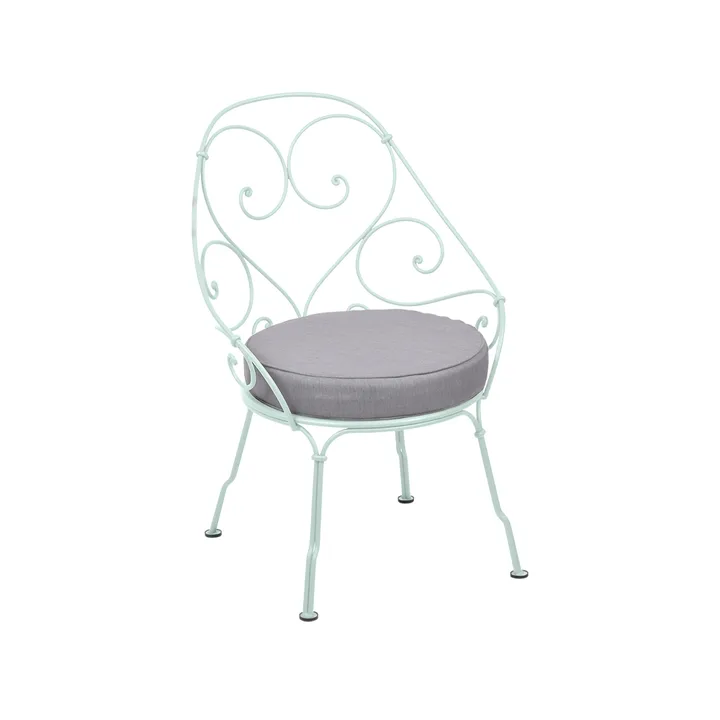 1900 Cabriolet stol med armlener - Ice mint, flannel grey pute - Fermob