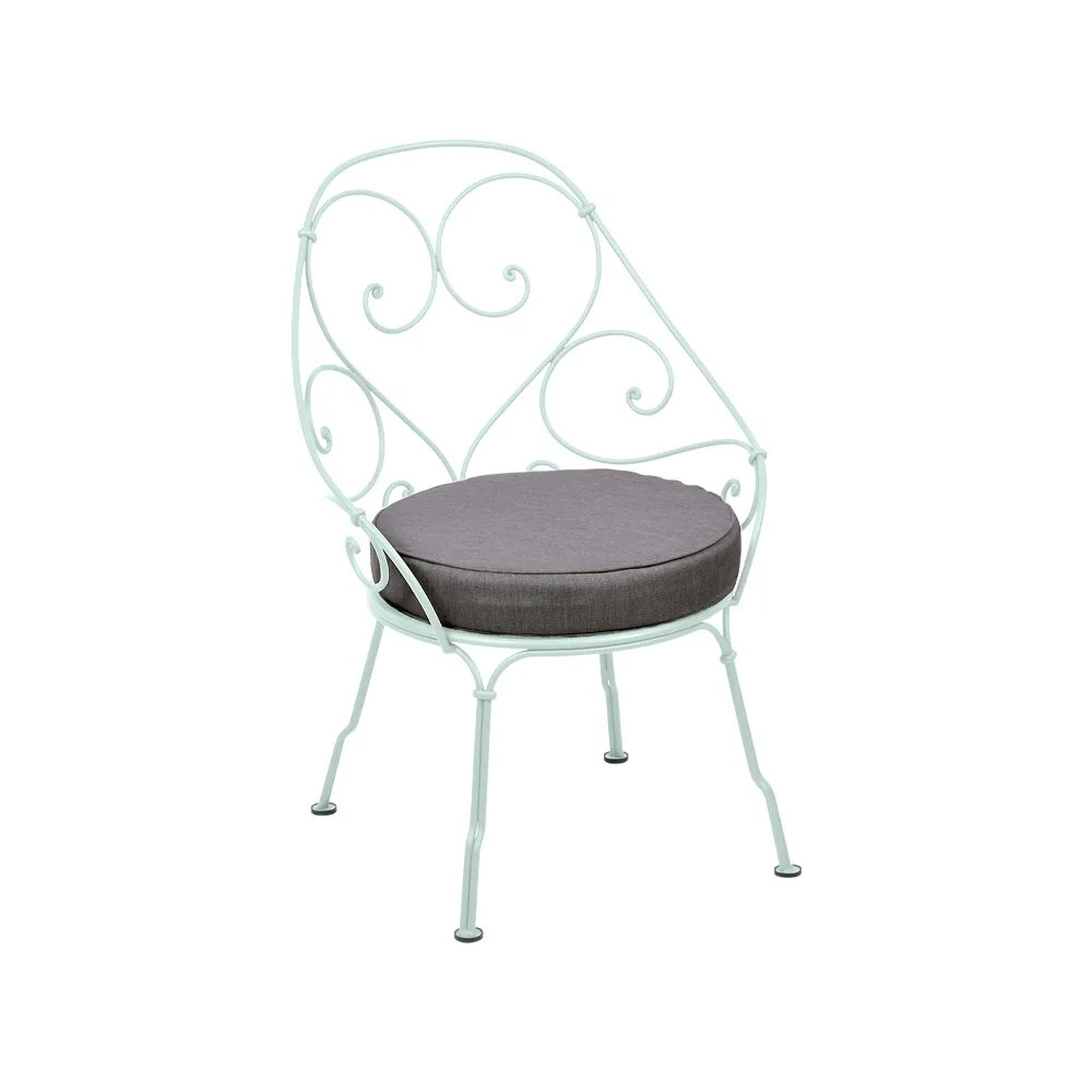 1900 Cabriolet stol med armlener, Ice mint, graphite grey pute Fermob
