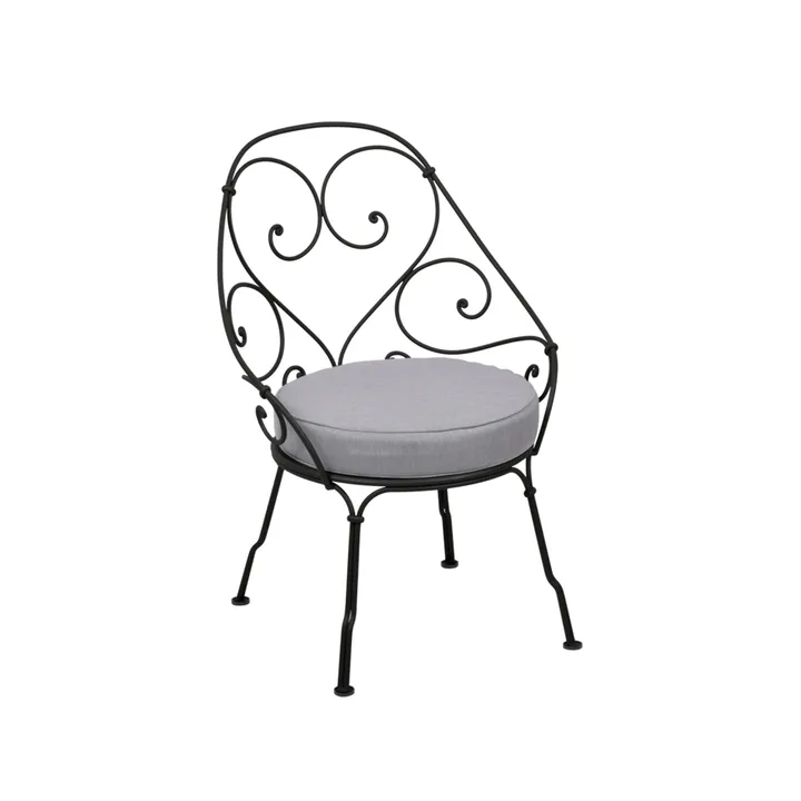 1900 Cabriolet stol med armlener - Liquorice, flannel grey pute - Fermob