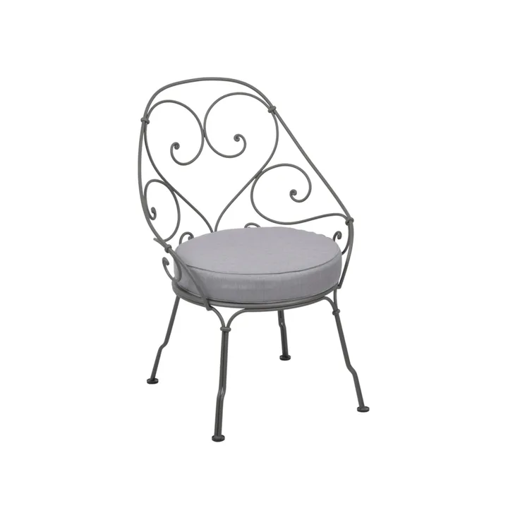 1900 Cabriolet stol med armlener - Rosemary, flannel grey pute - Fermob