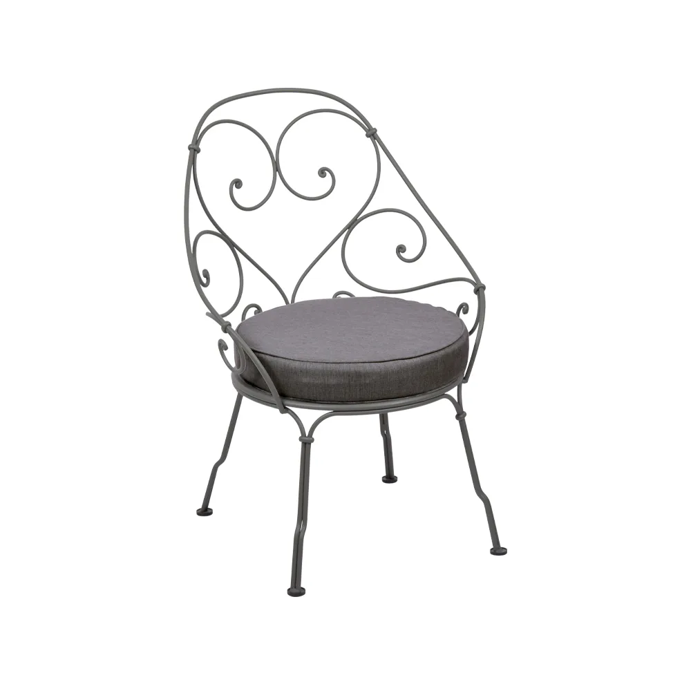 1900 Cabriolet stol med armlener, Rosemary, graphite grey pute Fermob