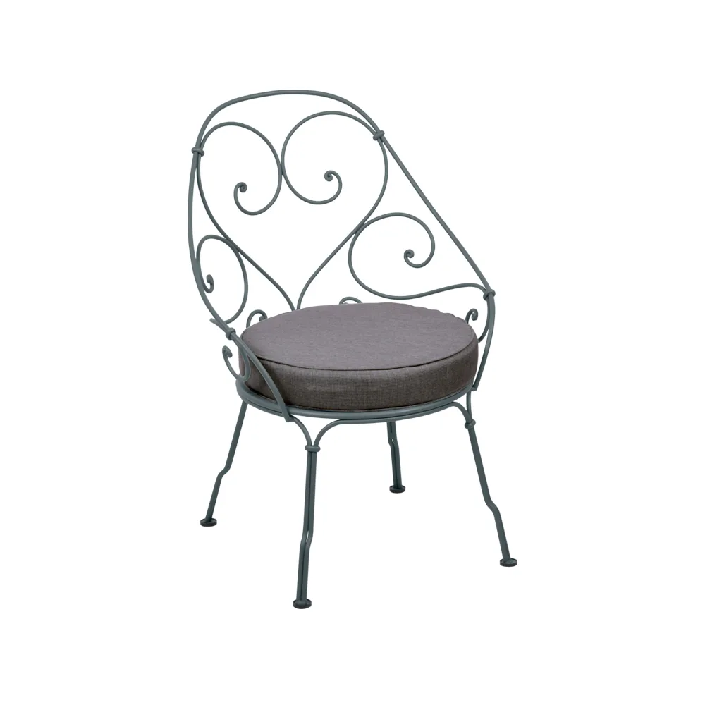 1900 Cabriolet stol med armlener, Storm grey, graphite grey pute Fermob