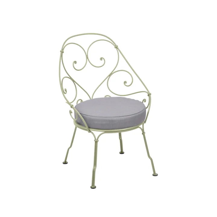 1900 Cabriolet stol med armlener - Willow green, flannel grey pute - Fermob