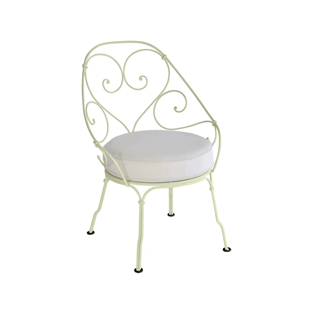 1900 Cabriolet stol med armlener, Willow green (grønn), off-white pute Fermob