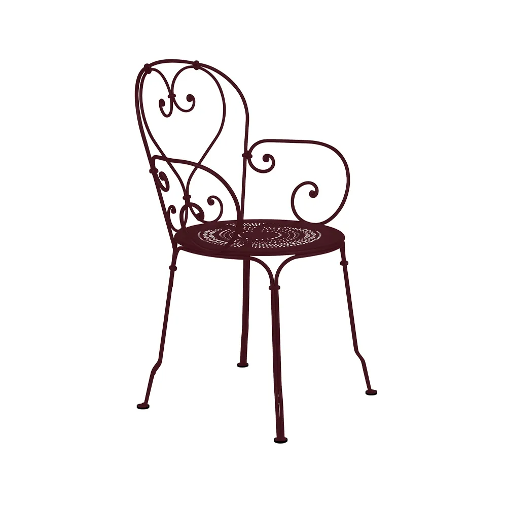 1900 stol med armlener, Black cherry (vinrød) Fermob