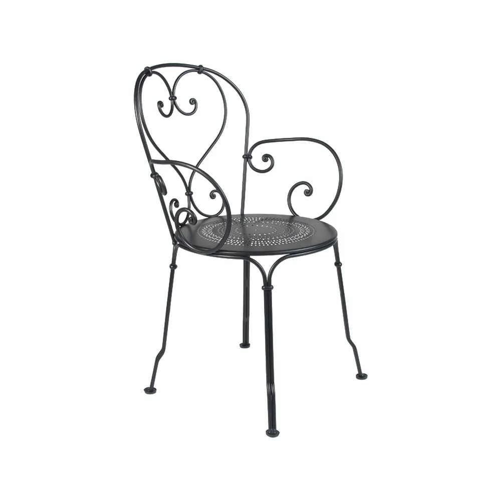 1900 stol med armlener, Liquorice (svart) Fermob